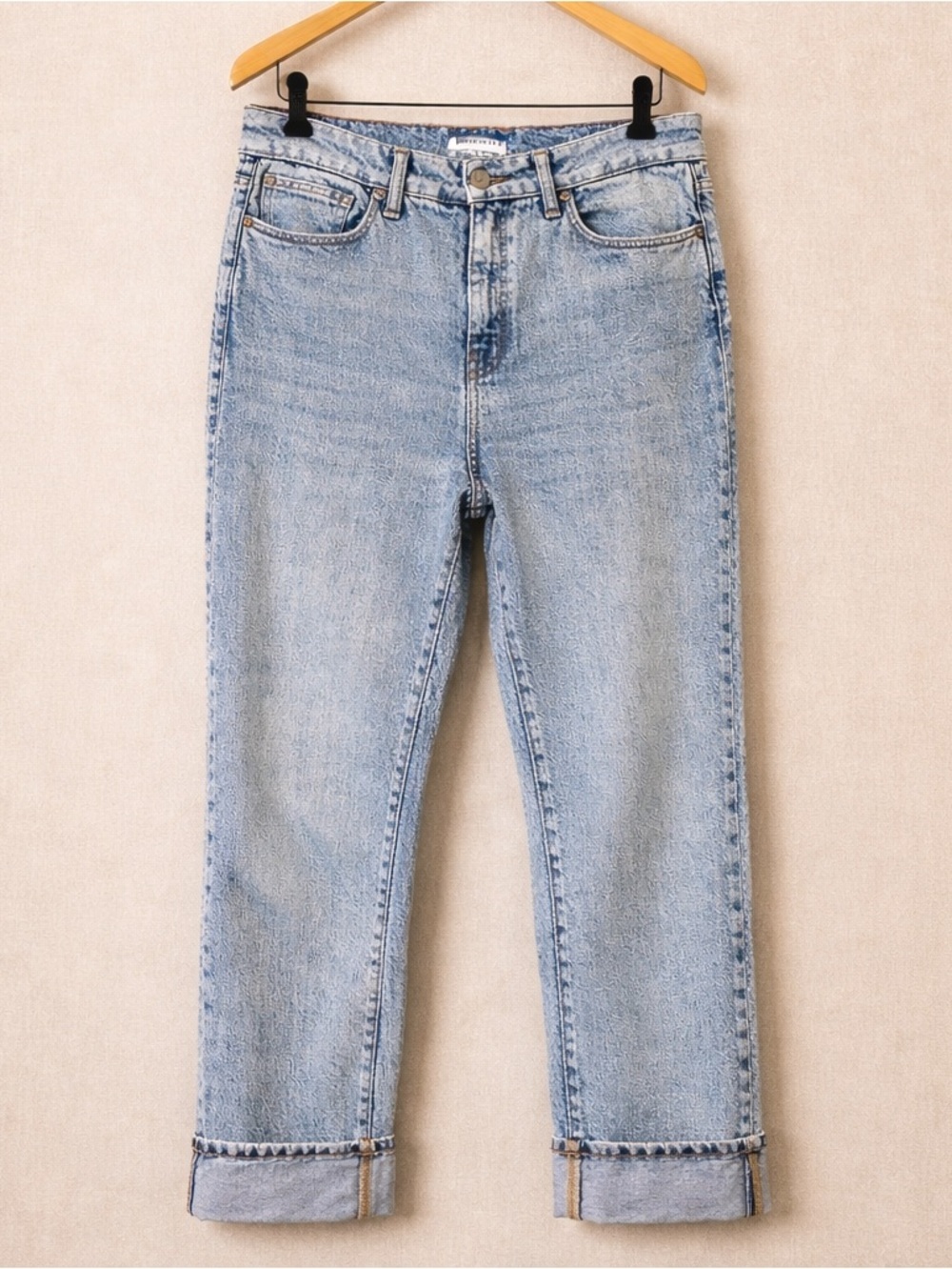 GOOD AMERICAN Straight Jeans Size 6 High Rise Cropped Cuffed Denim
